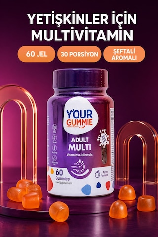 Y'our Gummie Yetişkin Multivitamin ve Multimineral Gummies Şeftali Aromalı 60 Gummies