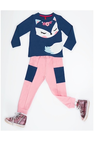 Denokids Cute Fox Kız Pantolon Takım Çok Renkli