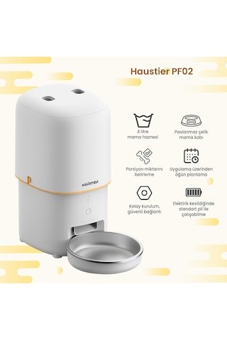 Haustier Pwf Akıllı Beslenme İstasyonu, Akıllı Kedi Mama Kabı & Kedi Su Sebili İkisi Bir Arada Avantaj Set, Pf02 Akıllı Mama Kabı, Wf007l Otomatik Kedi Su Sebili, Combo Set Beyaz