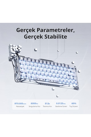 Gravastar Mercury V60 Pro Hall Effect Manyetik Switch Gaming Klavye, Hot-swappable, Rapid Trigger, 8