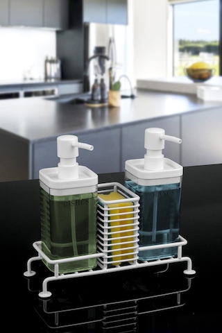 Okyanus Home Beyaz Standlı Sıvı Sabunluk 2'li Şeffaf