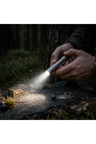 Mini Led El Feneri - Klipsli Taşınabilir Cep Feneri 1w Led, Kemere Çantaya Takılabilir Gri