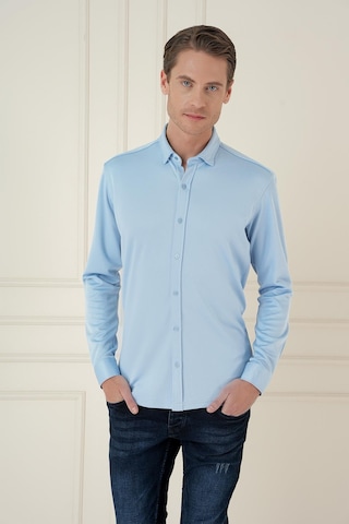 Efor G 1583 Slim Fit Mavi Klasik Gömlek Mavi