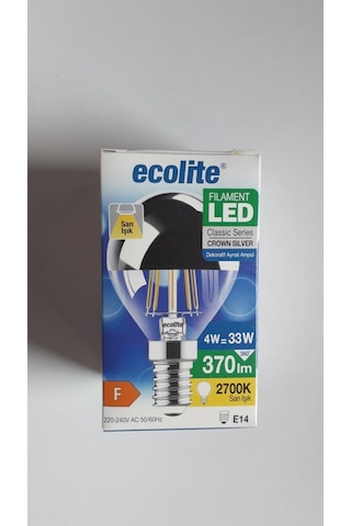 Ecolite Crow Sılver 4W E14 Aynalı Led Top Ampul
