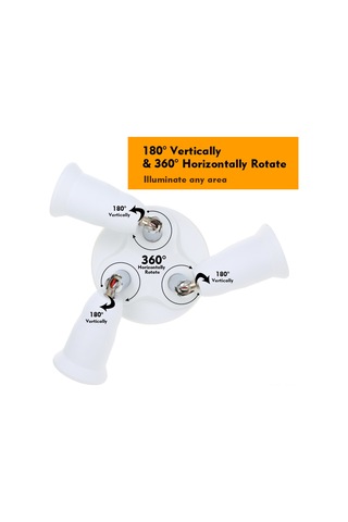 Skycity E26/27 Beyaz Soket Adaptörü - 3'lü Çevirme Kolu, 180 Derece Dönebilen, Yangın Engellli Malzeme, Toplam 180w Güç Beyaz