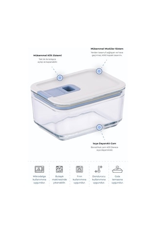 Neoflam Perfect Seal Dikdörtgen Cam Saklama Kabı Bej 500 ML Bej