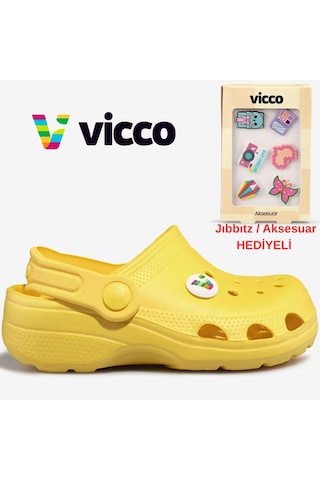 Vicco Didim Jıbbıtz Aksesuar Hediyeli Ortopedik Unisex Çocuk Terlik Sarı