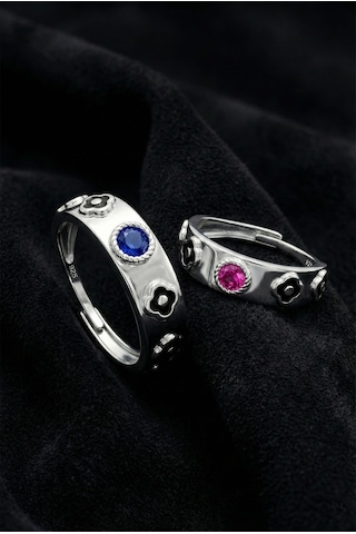 Roza Silver 925 Ayar Gümüş Howl's Moving Castle Yürüyen Şato Ayarlanabilir Çift Yüzüğü Seti Rzr10037 Gümüş