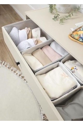 4 Parça Çekmece Organizeri Seti, İçi Destekli Dik Durabilen Dolap İçi Düzenleyici Kutusu Çok Renkli