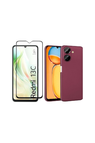 Xiaomi Redmi 13c İle Uyumlu Telefon Kılıfı Ve 5d Tam Kaplayan Cam Ekran Koruyucu