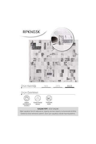 Krem Antrasit Salon Halısı Alya Serisi Özel Ölçü Robot Süpürge Uyumlu Kolay Temizlenebilir Yüksek Havlı Triko Akrilik Krem/antrasit