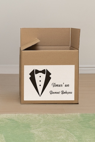 İsme Özel Damat Bohçası Etiketi - 10'lu A4 Paket - Kendinden Yapışkanlı Çeyiz Kolisi Sticker Diğer