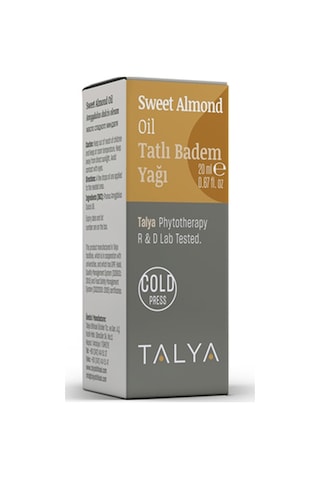 Talya Soğuk Sıkım %100 Saf ve Doğal Tatlı Badem Yağı 20 ML