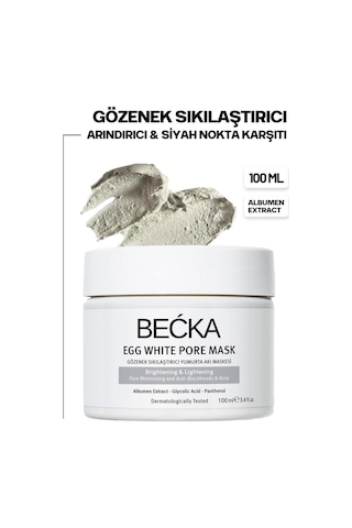Becka Gözenek Sıkılaştırıcı Yumurta Akı Maskesi - Siyah Nokta Karşıtı Egg White Port Mask 100 Ml