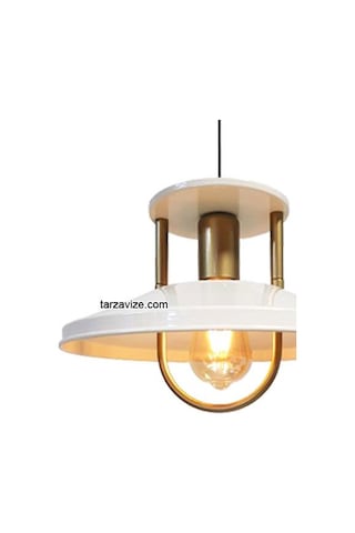 Tarzavize Trt39 Dekoratif Beyaz Tekli Retro Modern Sarkıt Avize Beyaz