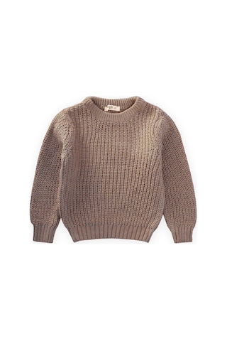 Cigit Bisiklet Yaka Selanik Triko Kazak 2-8 Yaş Vizon Vizon