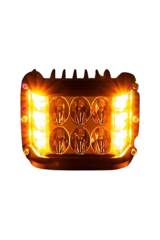 Off Road Motosiklet 45w 12 Led 10cm Beyaz Turuncu Çakarlı Kare Sis Farı Çalışma Lambası 2 Adet Sağ Sol