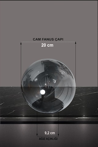 Luzarana Luzarana Lambader 20 Cm Cam Fanus Füme Rengi Gri