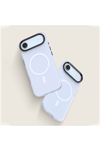 Apple Uyumlu iPhone 17 Air  Kılıf M-safe Şarj Özellikli Benks Lucid Armor Magnetik Kapak Açık Mavi Açik Mavi