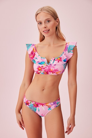 Suwen Volanlı Bralet Bikini Üst Sb24400p1317 Pembe Tropikal