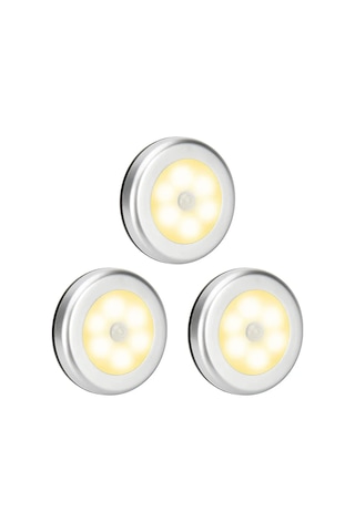 Youtek 3'lü Otomatik Led Işık, Optik Sensörlü Pilli Gece Lambası, Duvarüstü, Merdiven, Ev Kullanıma Uygun Beyaz/gümüş