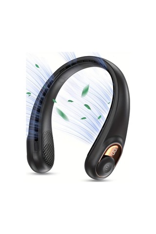 Xuweiwei Siyah Usb C Boyun Fanı Led Göstergeli 3 Ayarlanabilir Hız Sessiz Bıçaksız Soğutma Uzun Ömürlü Pil Taşınabilir Fan