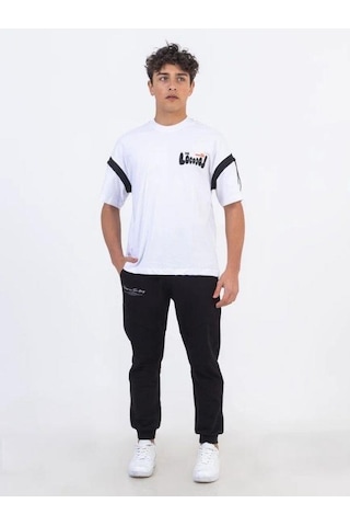 Zekids Erkek Çocuk Pamuklu Oversize Basic Tshirt-11868-beyaz Beyaz