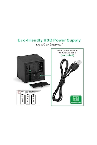 Sıcaklık Ses Kontrolü Ile Ahşap Dijital Çalar Saat Elektronik Saatler White