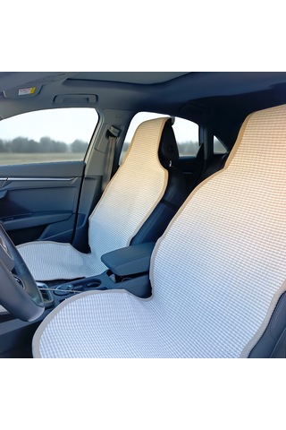 Universal Terletmez Oto Koltuk Koruyucu Kılıf - 2 Adet Ön, 1 Adet Arka Bej
