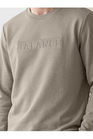 Lcwaıkıkı Classic Bej Bisiklet Yaka Kabartma Baskılı Erkek Sweatshirt