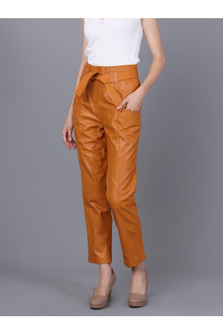 Basics&more Kadın Hakiki Deri Pantolon P01 Camel