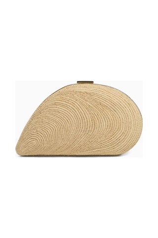 Simkhai Bridget Oyster Shell Raffia Metal El Çantası, Simkhai, Yaz Şıklığı Bej