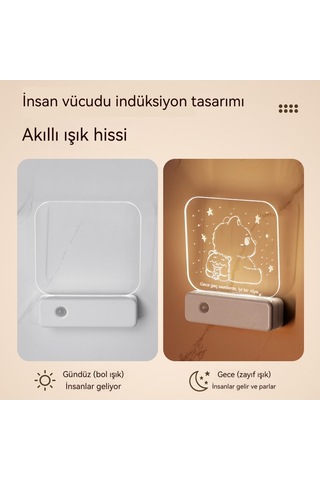 Lıcorıce Çift Kullanımlı Akıllı İndüksiyon Gece Lambası-elk Modelleri Sıcak Renkler Diğer