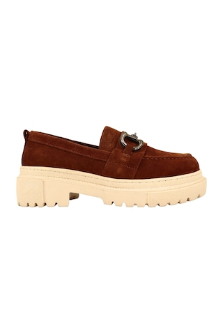Hobby Ayakkabı Hobby 26114s Hakiki Süet Deri Kadın Loafer Ayakkabı Taba