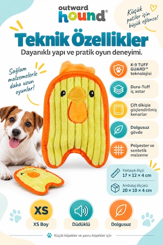 Outward Hound Durablez Chicky Düdüklü Peluş Köpek Oyuncağı Xs