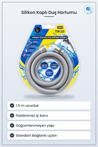 Duş Hortumu Yumuşak Silikon 1.5 M Paslanmaz Banyo Tesisatı Esnek