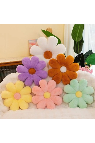 Singree 40x40 Cm Çiçek Desenli Dekoratif Yastık - Yumuşak Sentetik Kürk, Konforlu Ve Dayanıklı, Oturma/dekor Amaçlı