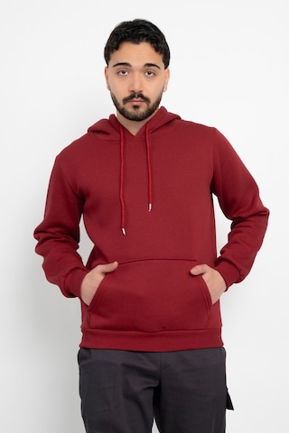 Dasüniforma Basic Baskısız 3 İplik Kapüşonlu Unisex Kanguru Cepli Kapüşonlu Sweatshirt Hoodie Sweat Bordo