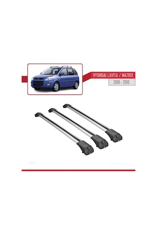 Hyundai Lavita / Matrix Fc 2001-2010 Arası İle Uyumlu Ace-1 Ara Atkı Tavan Barı Gri 3 Adet Bar
