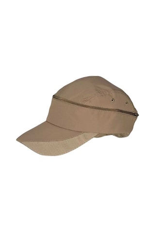 Tezzgelsin Unisex Mikro Kumaş Fermuarlı Sporcu Koşu Tenis Şapkası Vizör Şapka Camel