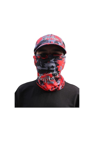 Captain Fisherman Style Camo Red Set Cap+eldiven+kolluk+buff Kırmızı