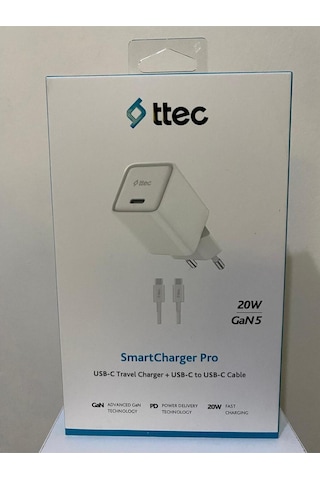 2tc20cb Ttec Smartcharger 20w Pd Gan Seyahat Hızlışarj Aleti+usb-c-usb-c 3a 120cm60w Hızlışarj Kablo
