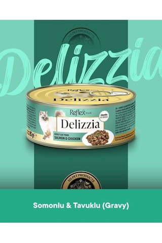 Reflex Plus Delizzia Yetişkin Somonlu-tavuklu Gravy Kedi Maması 12x85 Gram