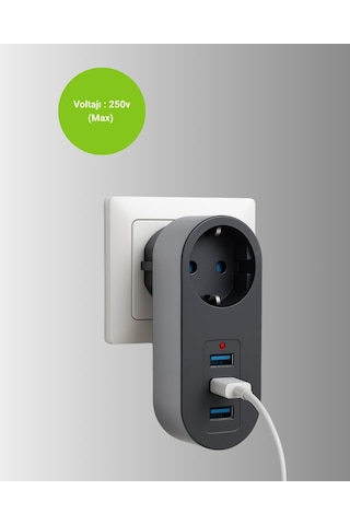 Isıya Dayanıklı 3 Usb Portlu Güvenlikli Priz Akıllı Enerji Yönetimi 0-2
