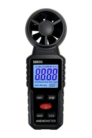 Boatshop1 Siyah El Tipi Dijital Anemometre Ruzgar Hizi Sicaklik Ve Seviye Olcer Pilsiz Black