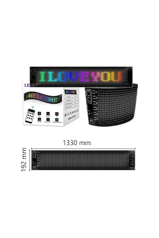 133 Cm İşyeri Tır Kamyon Otobüs Uyumlu Rgb Led Panel 19,2x133cm Ölçü 16x144 Led Sayısı Kumanda+kablo Çok Renkli