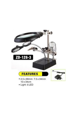 Büyüteçli 3. El Kart Tutuculu Havya Standı Zd 126-3 (Mg 16129C)