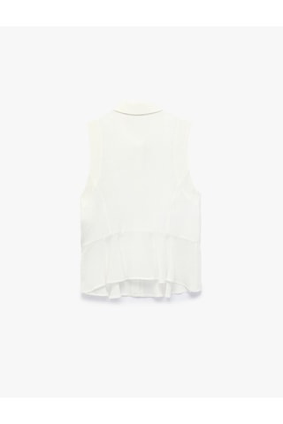 Koton Viskon Dokulu Kumaş Hafif Peplum Kesim Kolsuz Gömlek Kırık Beyaz 7wak60021pw Ekru