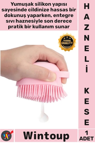 Kese Silikon Masaj Duş Fırçası Sıvı Sabun Haznesi Şampuan Dağıtan Yumuşak Cilt Hazneli Banyo Kesesi Çok Renkli