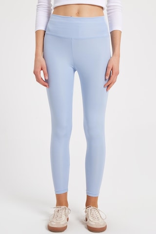 Tudors Kadın Slim Fit Dar Kesim Scuba Kumaş Beli Lastikli Mavi Tayt-42443 Mavi